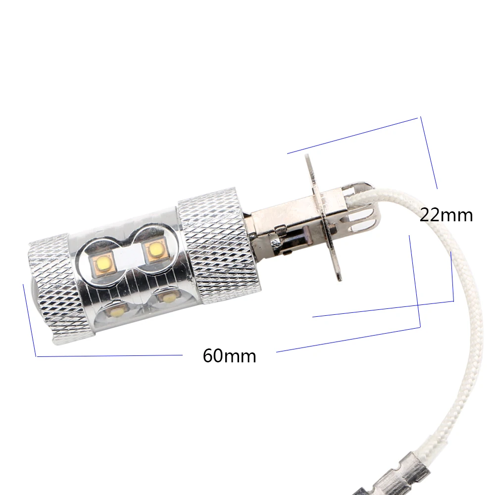 2 шт. светлый объектив 50 W 10 SMD светодиодные лампы H1 H3 H4 H7 H11 H16 P13W авто фары Противотуманные фары освещения 1200Lm DC 9-30 в 6500-8000 K