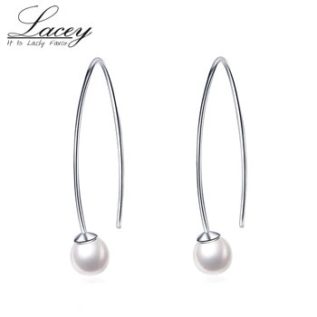 

White round pearl Earrings Jewelry 6-7mm ,real 925 silver long earrings pearl for gift,high quality pearl jewelry fashion