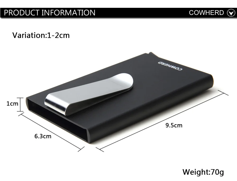 COWHEAD унисекс автоматический всплывающие карты держатель креативный металлический бумажник из нержавеющей стали зажим для денег наличные