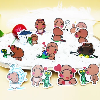

20/40pcs Cute Funny Hippo Crocodile Couple Cartoon Diary Clip Art Sticker Skateboard Doodle Notebook Sticker