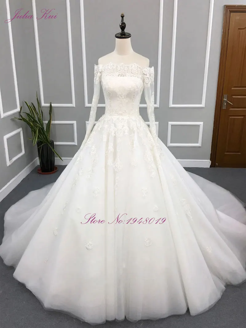 Julia Kui Robe De Mariage трапециевидной формы свадебное платье принцессы с открытыми плечами Пол Длина Элегантное свадебное платье новое