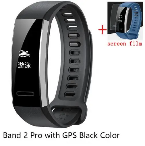 Браслет huawei Band 2 pro B29 B19 для монитора фитнеса 50 м для плавания водонепроницаемый Bluetooth oled-браслет для мужчин и женщин - Цвет: black with GPS