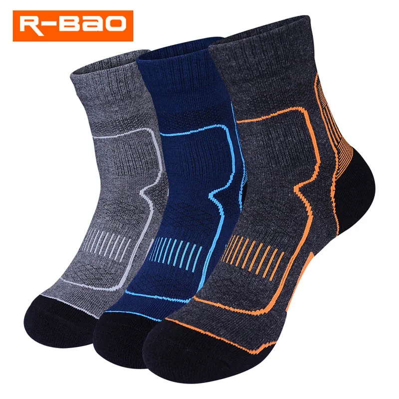 

R-BAO Trekking Hiking Socks For Men Sweat-absorbent Breathable Quick Drying Sports Running Skiing Socks Anti-slip Cycling Socks