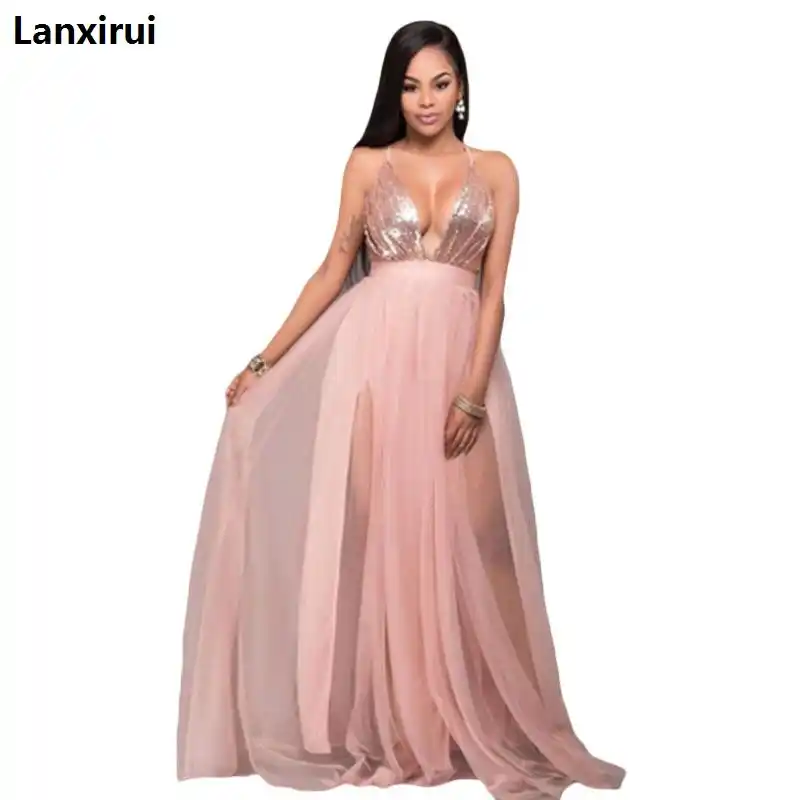 rose gold sequin tulle dress