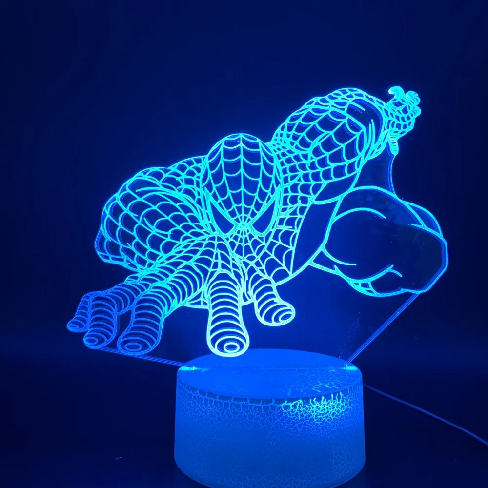 Новинка Огни 3d Лампа Marvel Spiderman Декор Номеров Luminaria Подарок для Детей Детская Спальня