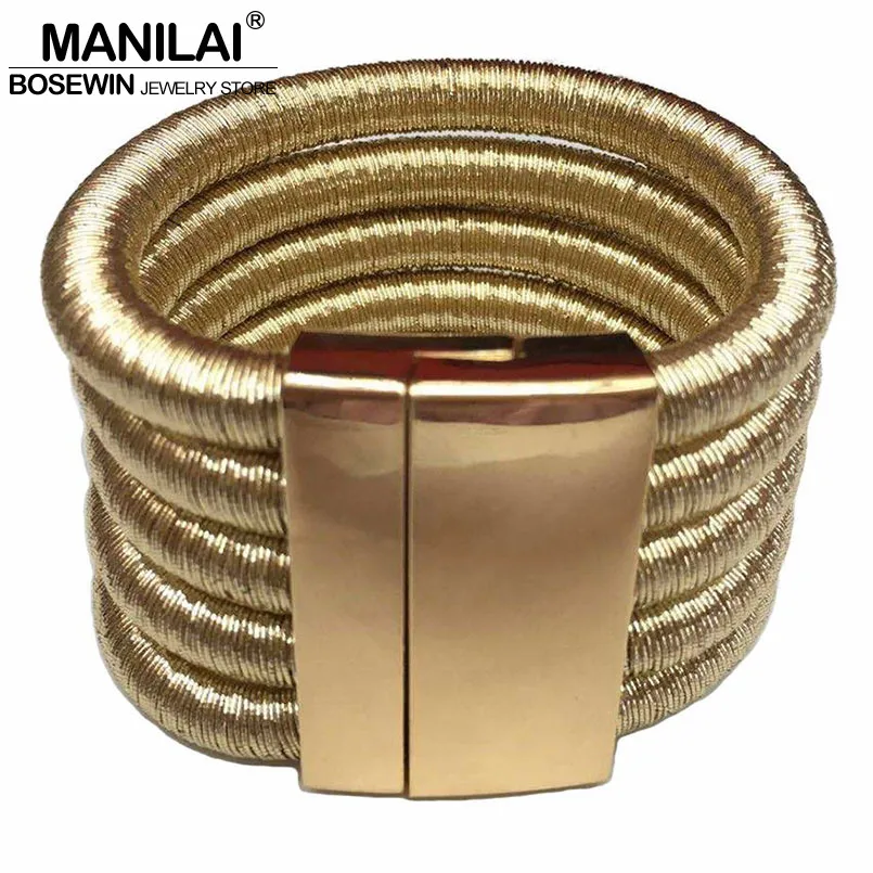 MANILAI, модные магнитные кнопки, многослойные браслеты с подвесками для женщин, массивные ювелирные изделия, браслеты-манжеты, браслеты, 7 цветов