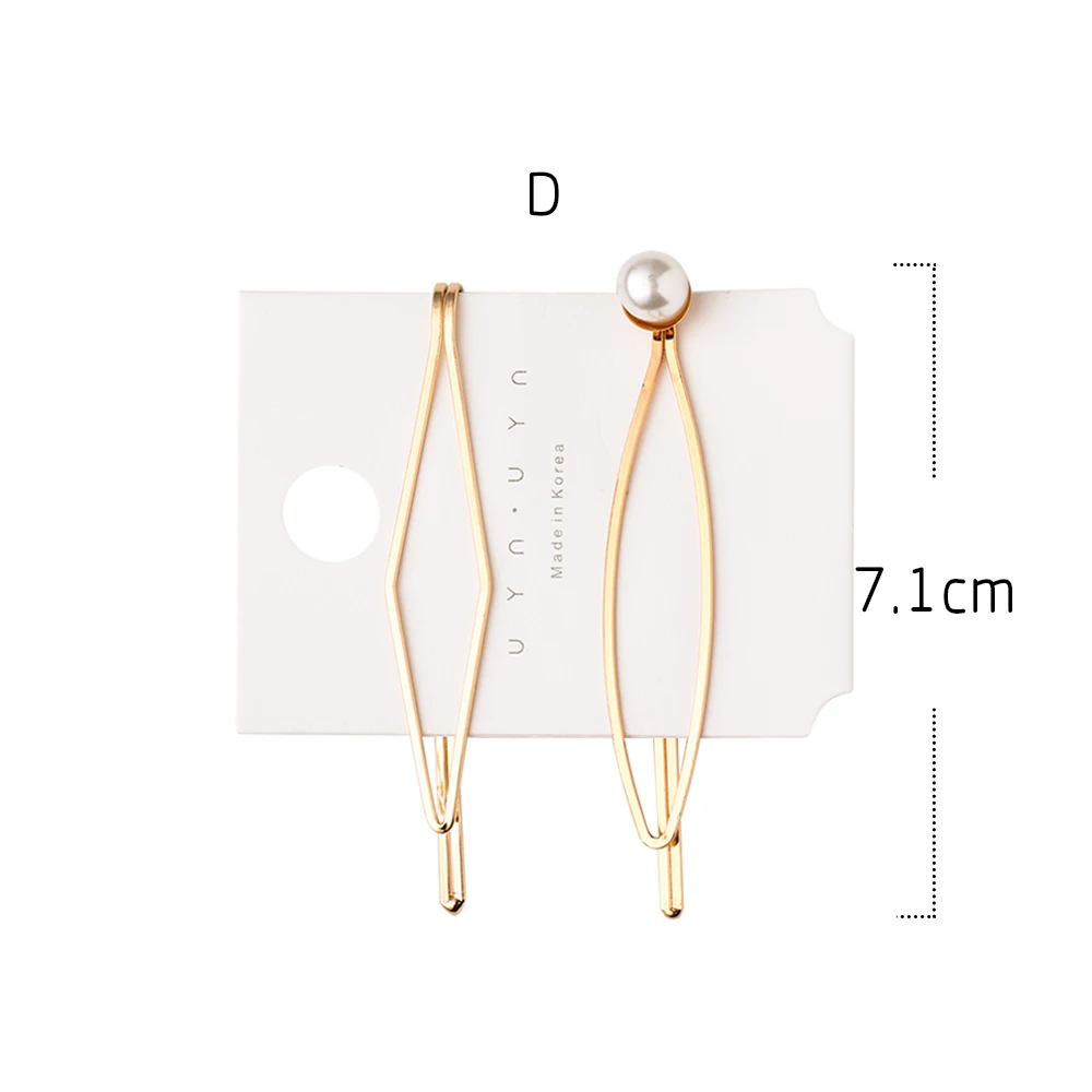 1 комплект, корейские простые металлические жемчужные заколки для волос, геометрические Ромбы, золотые, серебряные цветные шпильки, инструмент для укладки волос, аксессуары для женщин