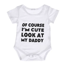 White Baby Bodysuit Newborn Baby Boy Girl Casual Jumpsuit Letter Print Outfits Infant Kids Sunsuit Clothes Summer for 0-18M