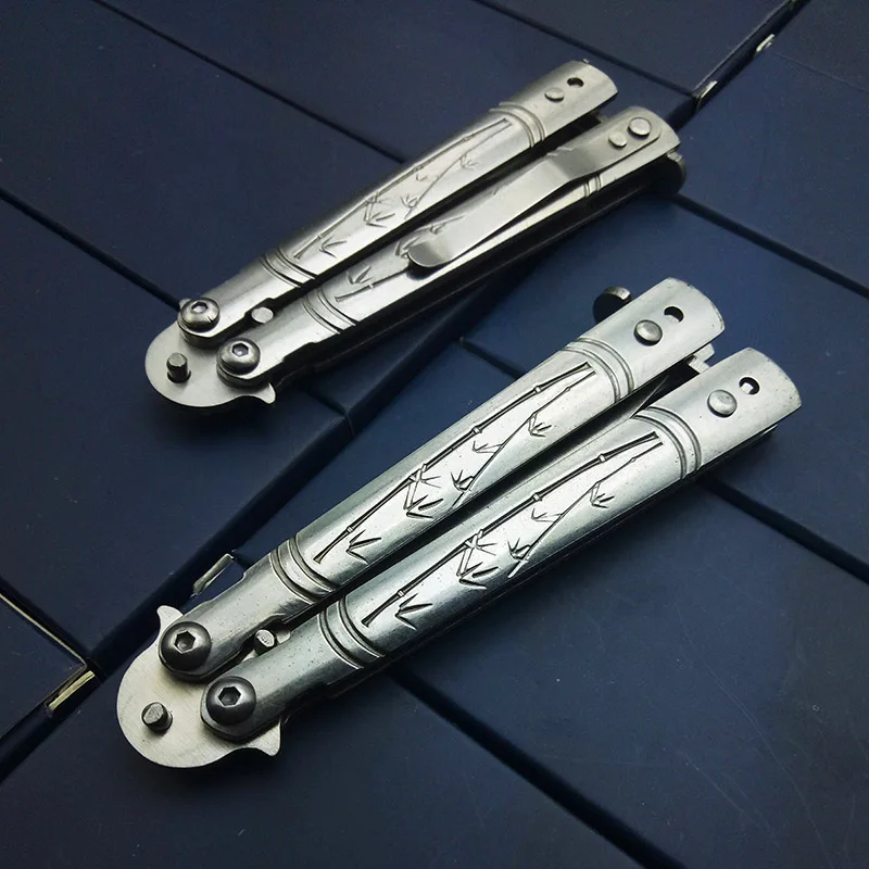 

Tactical Survival Outdoor Knife Burtterfly in Knives Bali Song No Sharp Blade Unsharpened Stainless 440c CS GO Practice Blades
