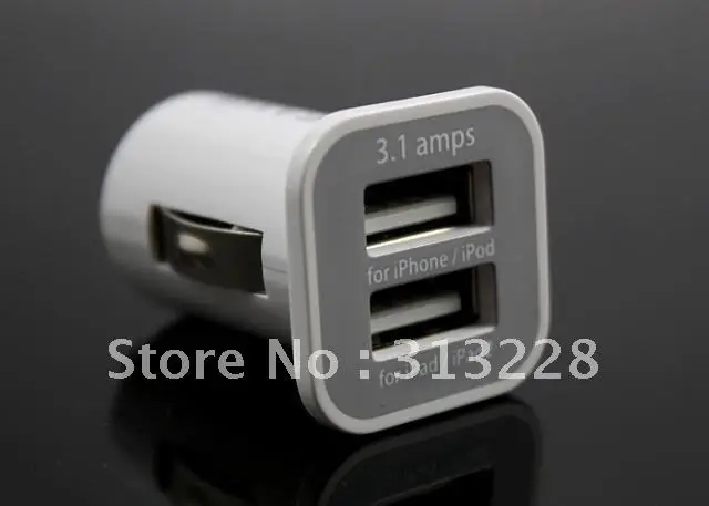 10pcs/lot 5V 3.1A Mini Micro Auto Dual USB car charger for iPhone 3GS 4GS iPod FOR IPAD2 USAMS with package by DHL | Электроника