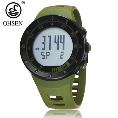 Оригинальные брендовые электронные мужские спортивные наручные часы OHSEN, ЖК-часы для улицы, 5 АТМ, водонепроницаемые мужские армейские часы, секундомер, будильник, Relojes - Цвет: Green