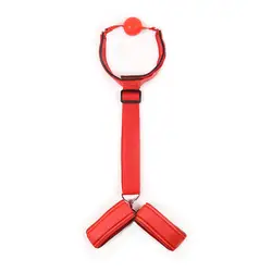 Рот кляп наручники для секса аксессуары БДСМ-бондаж секс-игрушки для женщины раб наручники страпон Jeux Sexuel черный