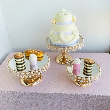

1pcs-3pcs cake stand set mirror pearls new style good quality cake plate