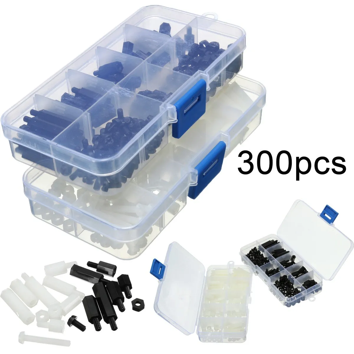 300pcs M3NH6 M3 Nylon Hex Screw Nut Standoff Assortment Kit Sets 120pcs