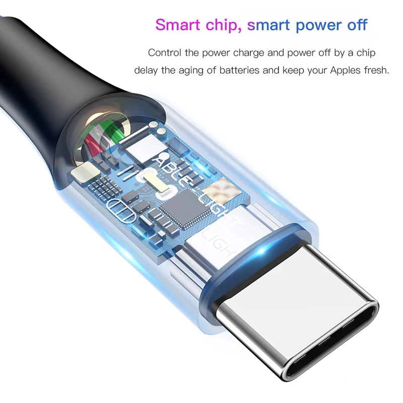 Baseus 3A Smart power Off usb type C кабель Qick зарядный кабель type-c для samsung S10 S9 S8 Plus Oneplus 6t 6 5t USB C USB-C кабель