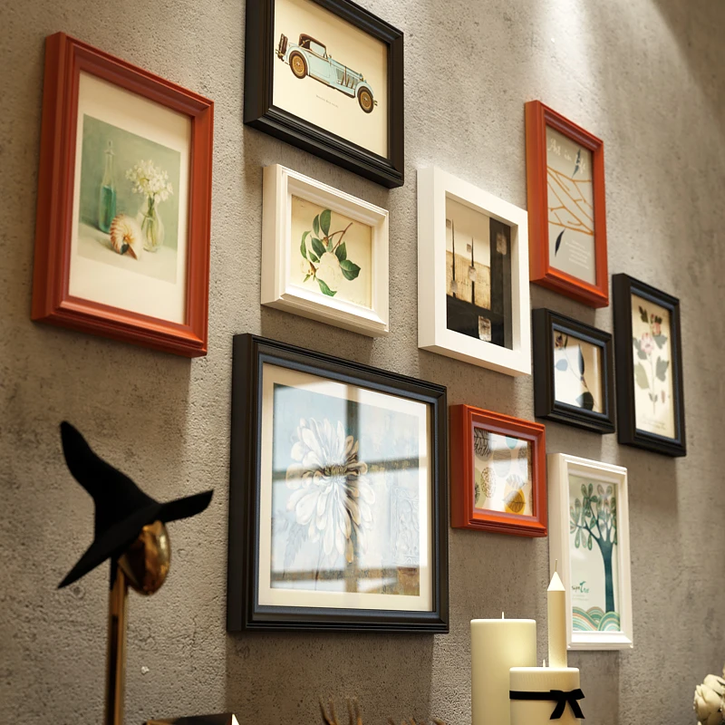 

INKANEAR Creative Beautiful Fashion Painting Nautical Style Photo Frame Set Solid Wood Home Decor Wall Decoration DIY HF9041