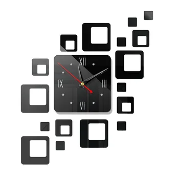 

Creative European Wall Clock Diy3D Stereo Decorative Clock Acrylic Mirror Clock Block Combination Wall Clock Modern Design