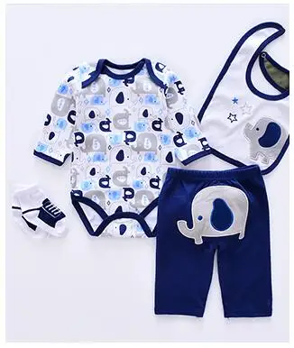 

Dolls Clothes Fit For 50-57cm Silicone Reborn stylish elephant romper suit Baby 4pcs/set Clothing Suit Doll's Accessories