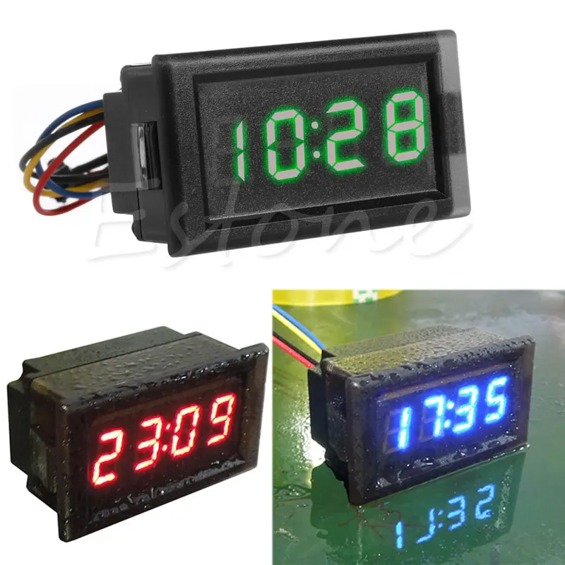 DC 12V цифровой светодиодный RGB приборная панель водонепроницаемый авто часы время для автомобиля мотоцикла W15