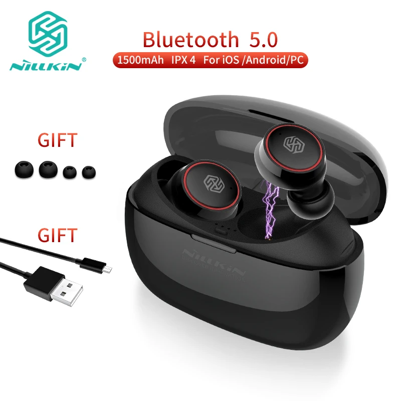 Pаспродажа NILLKIN наушники вкладыши TWS bluetooth наушники Blutooth 5,0 наушники с зарядный чехол микрофон громкой связи bluetooth гарнитура наушники игровые Беспровод...