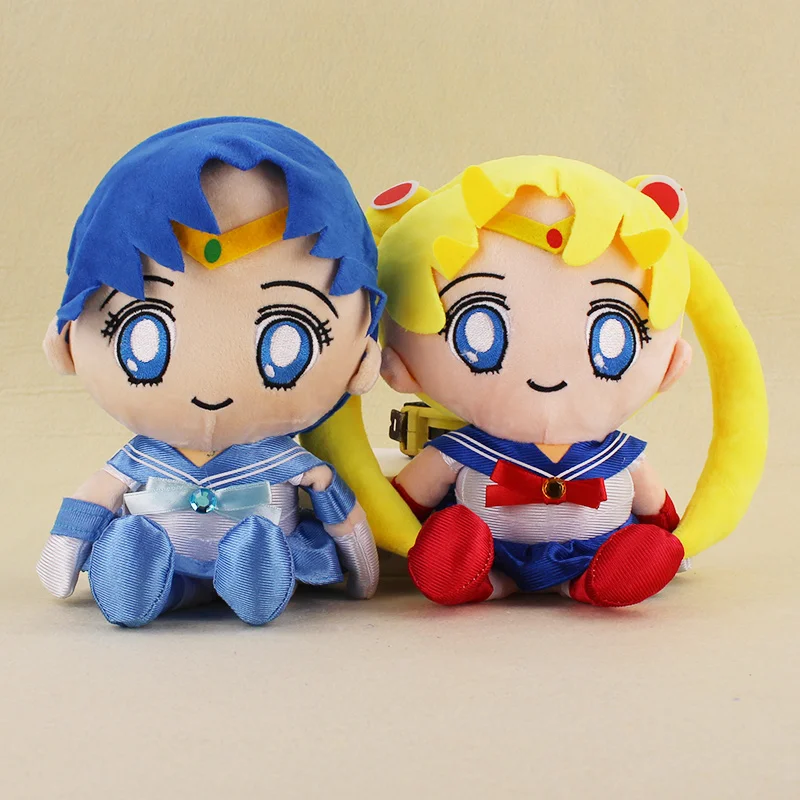 2pcs 29cm Japan Anime Sailor Moon Plush Tsukino Usagi Mizuno Ami Plush Toy Animal Plush Doll