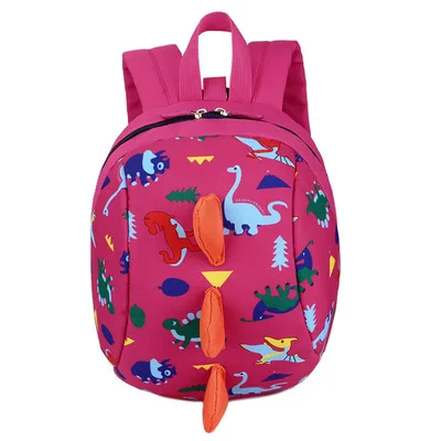 Милый мультяшный Детский рюкзак с ремнем, поводок, безопасность, анти-потеря, рюкзак с ремнем, ходунки, рюкзак с динозавром - Цвет: rose red