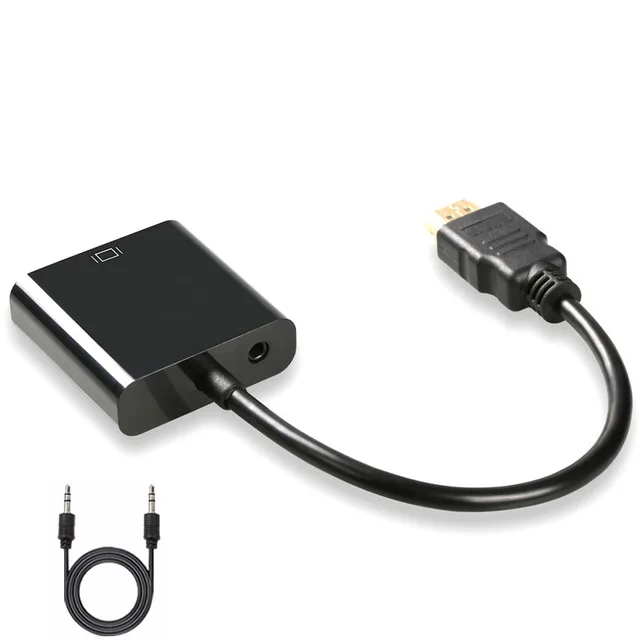 Ataliqi HDMI в VGA адаптер HDMI Мужской в VGA Женский видео конвертер 1080P цифро-аналоговый аудио для ПК ноутбук планшет проектор - Цвет: black with audio