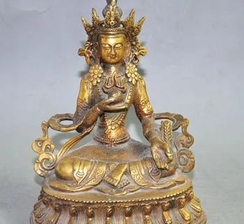 

6"tibetan buddhism bronze gilt Vajra Tara Kwan-Yin GuanYin goddess buddha statue