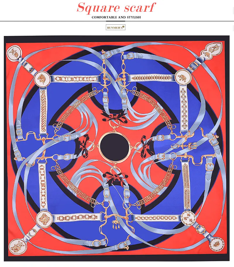 130*130 см Модный Роскошный бренд для женщин натуральный шелковый шарф шали большие Bufandas цепи Печать саржевого шелка квадратные шали и обертывания