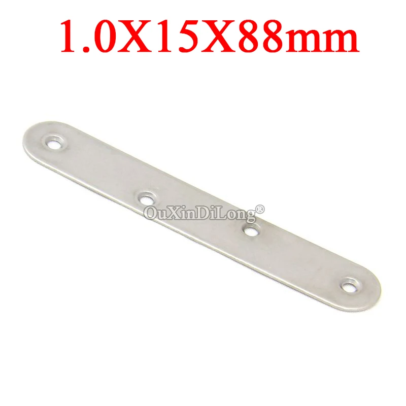 

100PCS Stainless Steel Flat Straight Corner Braces 15X88 Furniture Splicing Fixed Brackets Board Frame Shelf Connecting Fittings