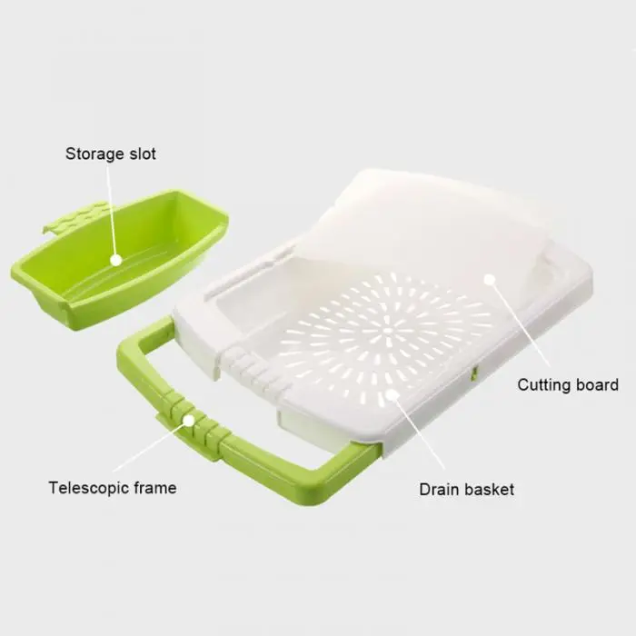 Multifunction Kitchen Chopping Board Sinks Drain Basket Adjustable Cutting Board E2S