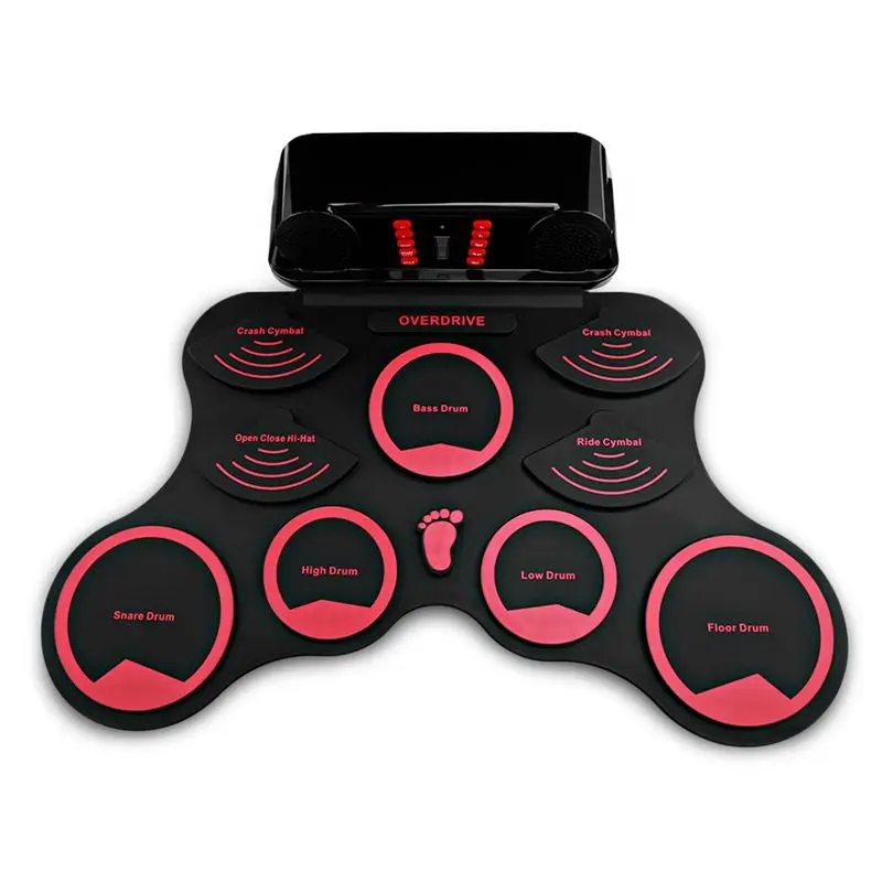 

10 Pads Electronic Roll Up Drum Kit Silicone Conventional Rubber-Type Electronic Board With Recording Function with US Plus
