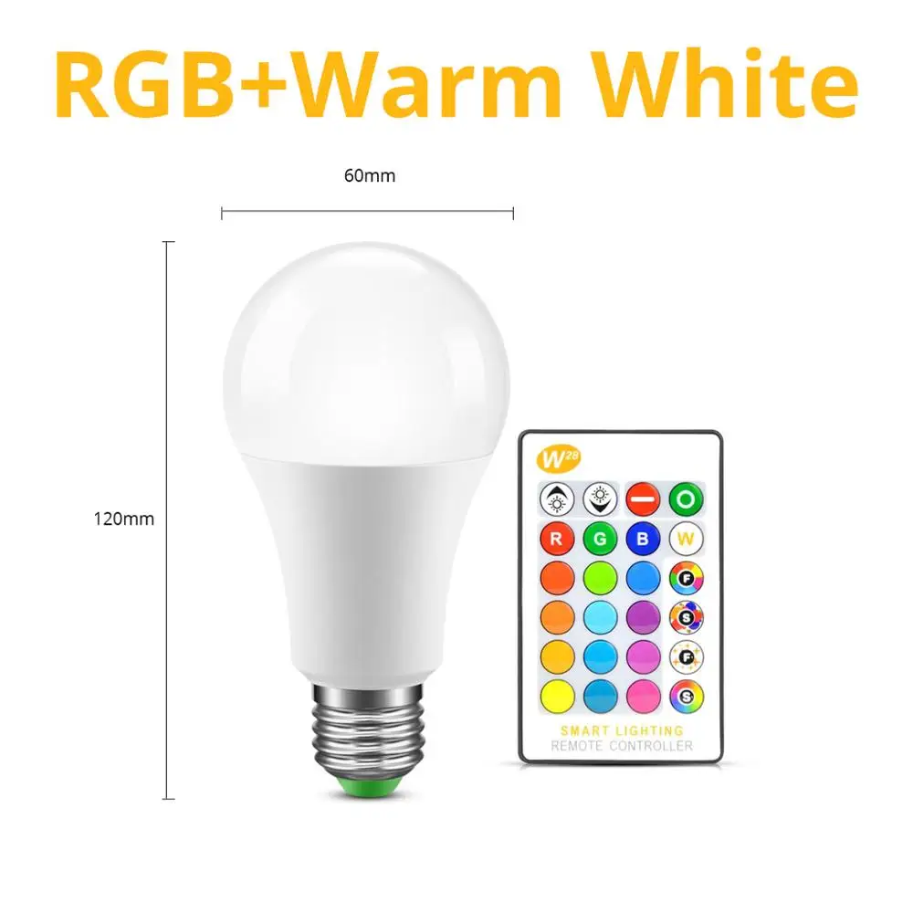 Умный светодиодный светильник с регулируемой яркостью, Bluetooth APP, светодиодный светильник E27, RGB, 15 Вт, AC85-265V, беспроводной магический светодиодный светильник, управление музыкой, домашнее освещение - Испускаемый цвет: RGBWW