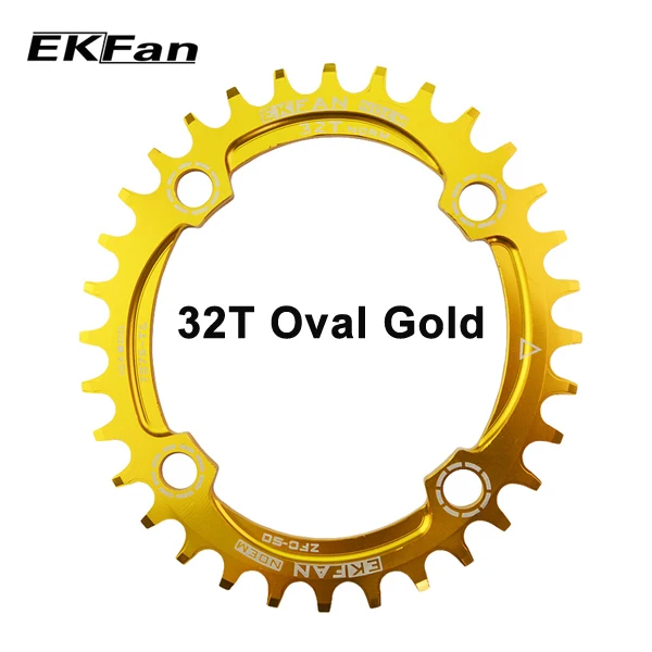 Ekfan круглые и овальные 104BCD 32 т/34 Т/36 т Велоспорт звезду узкий широкий Сверхлегкий 7075-T6 MTB велосипеда Звездочка круг шатуны пластины - Цвет: oval 32T gold