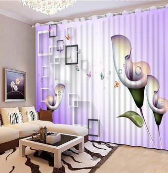 

Beautiful Photo Fashion Customized 3D Curtains purple curtains 3D Curtain Printing Blockout Polyester