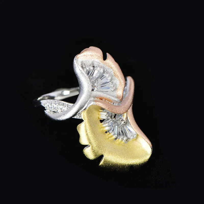 Женский набор украшений Blucome кольцо с большим цветком из фианита медное