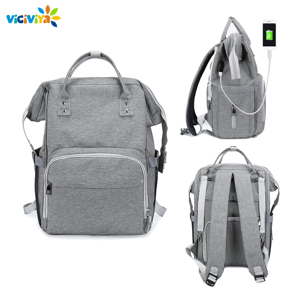 

2018 New USB Interface Baby Diaper Bag Large Mummy Bag Backpack Baby Care WaterProof Luiertas Mummy Maternity Baby Nappy Bag
