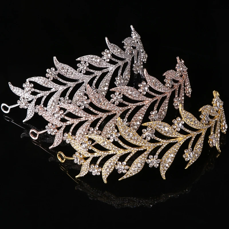 

Leaf Style Crown Bride Wedding Tiara Princess Jewelry Women Luxury Queen Decor