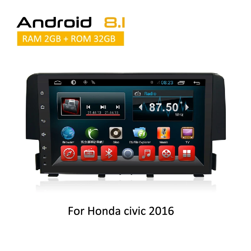 

YAZH Android 1080*600 Car Multimedia Sat Navi For Honda civic 2016 2017 2018 car stereo radio Video Input 2GB 32GB HD display