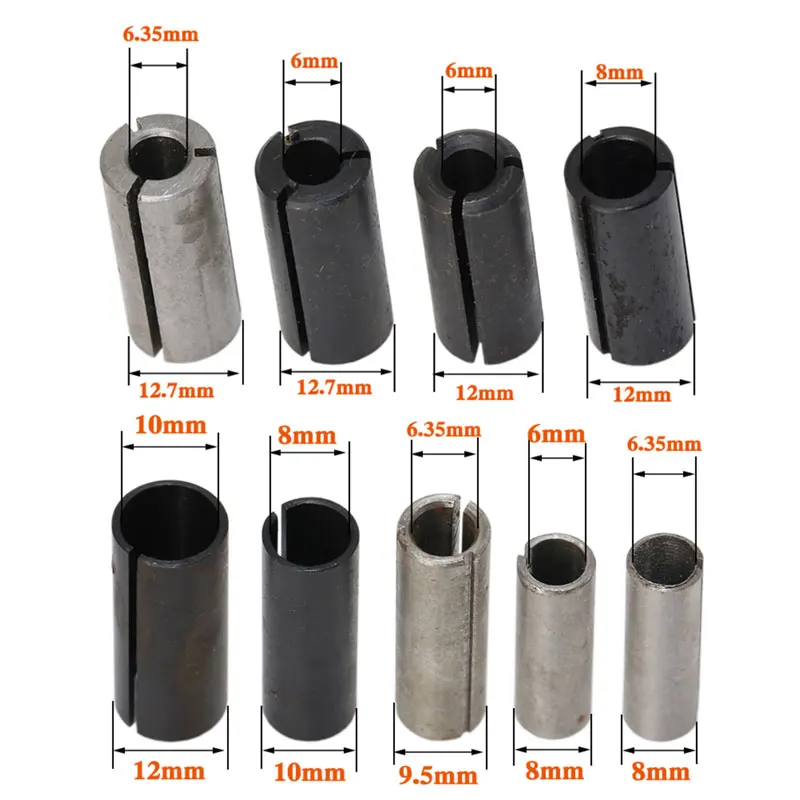 9 pcs/lot High Precision Adapter collet shank CNC router