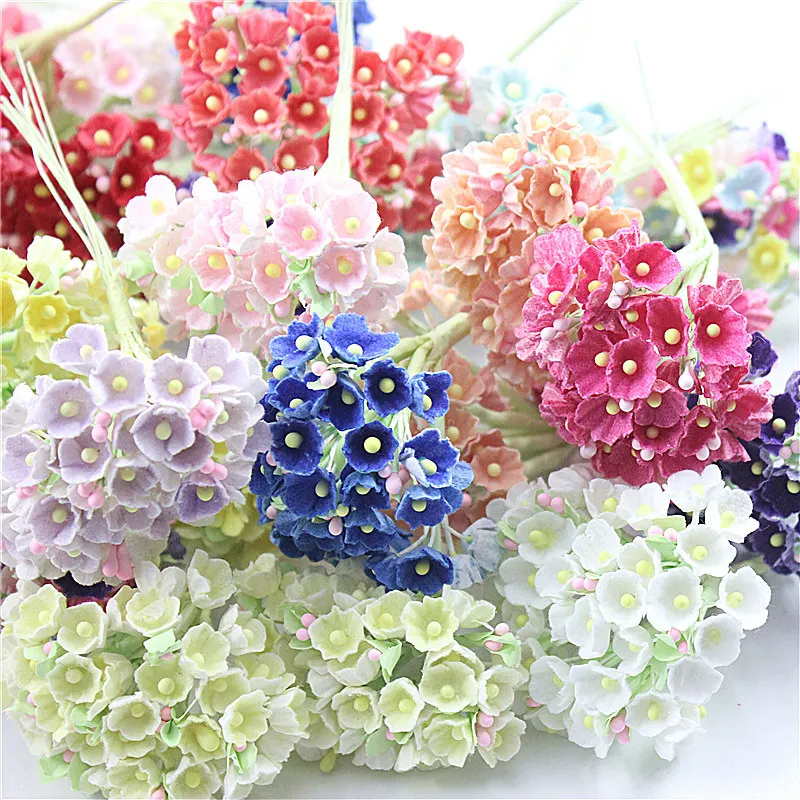 Сливы DIY ручной искусственные цветы мини Флокирование Новый Ткань вечерние