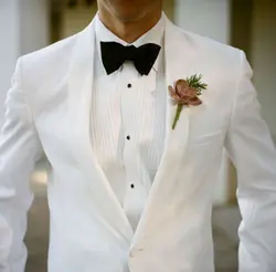Для мужчин белая куртка Свадебные Best Man Женихи Для мужчин костюм формальные шалевыми лацканами смокинг жениха C57