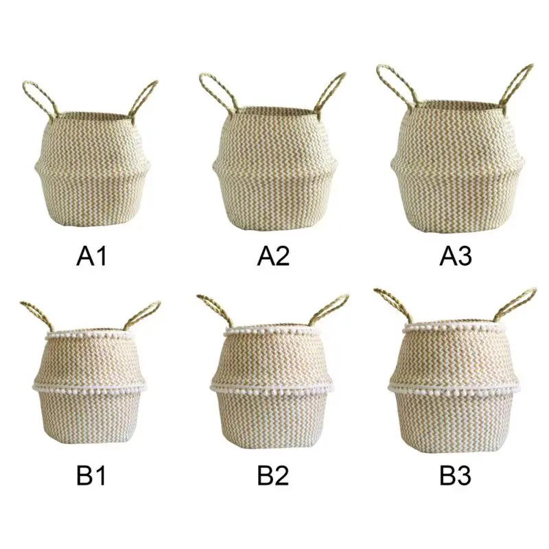 Складная корзина для хранения соломенная корзина для хранения с ручкой настольная Ванная комната для хранения украшение цветочный горшок