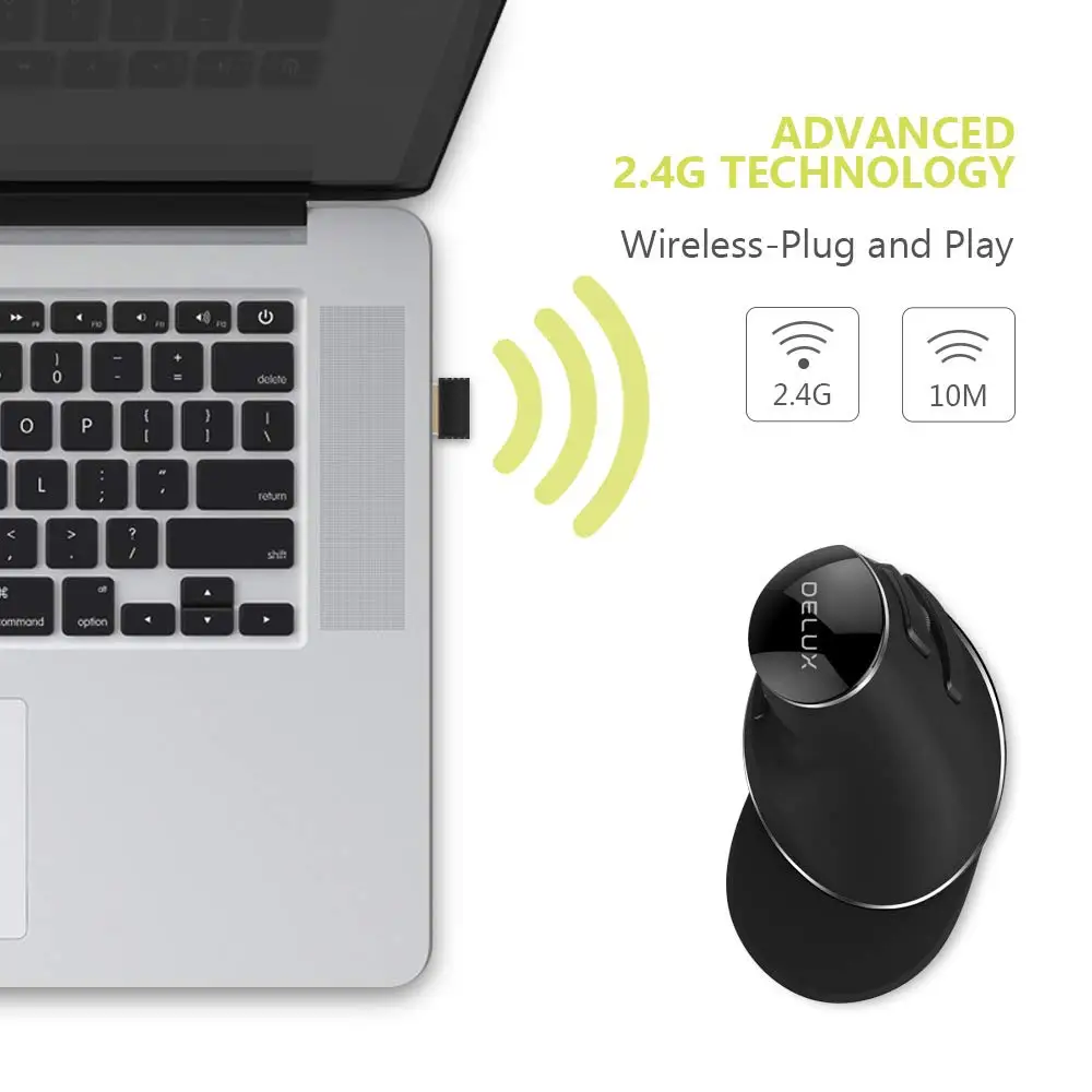 Delux M618 PLUS эргономичная Вертикальная игровая проводная мышь 4000 dpi оптическая RGB