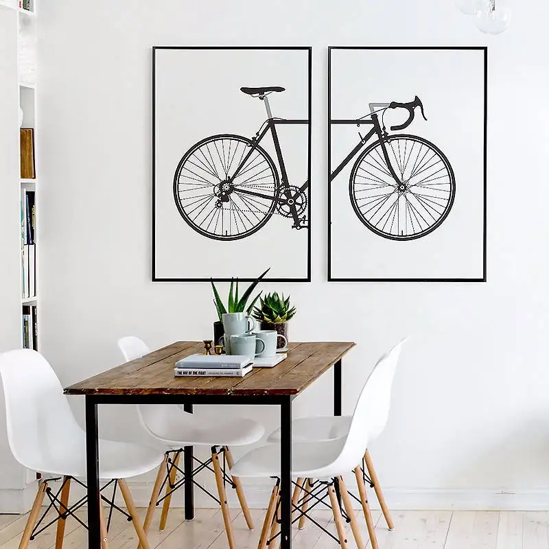 Скандинавские черно-белые модные картина велосипед Холст Плакаты гостиная скандинавские настенные художественные принты модульные Картины домашний декор