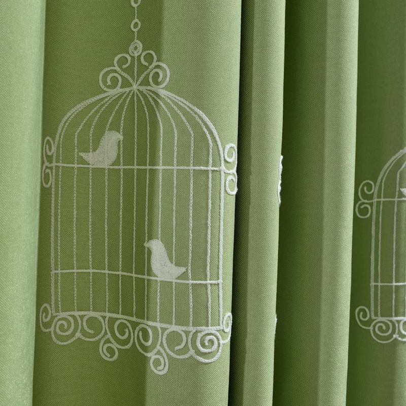 Ткань птица вышитые зеленые шторы для детей жалюзи окна тюль драпировка для гостиной шторы Cortinas WP008C