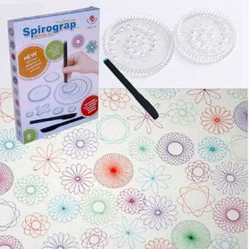 

2018 New Spirograph deluxe set Design Tin Set Draw Spiral Designs Interlocking Gears & Wheels,draw educational toys