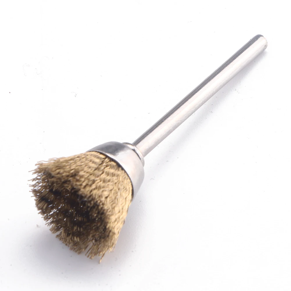 

3mm Shank Polishing Brass Wire Wheel Cup Brushes For Dremel Rotary Cleaning Tool