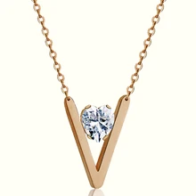 New v shaped pendant lights necklace titanium steel stainless steel chain female fashion trendy jewelry pendant necklace woman flash shaped pendant chain necklace