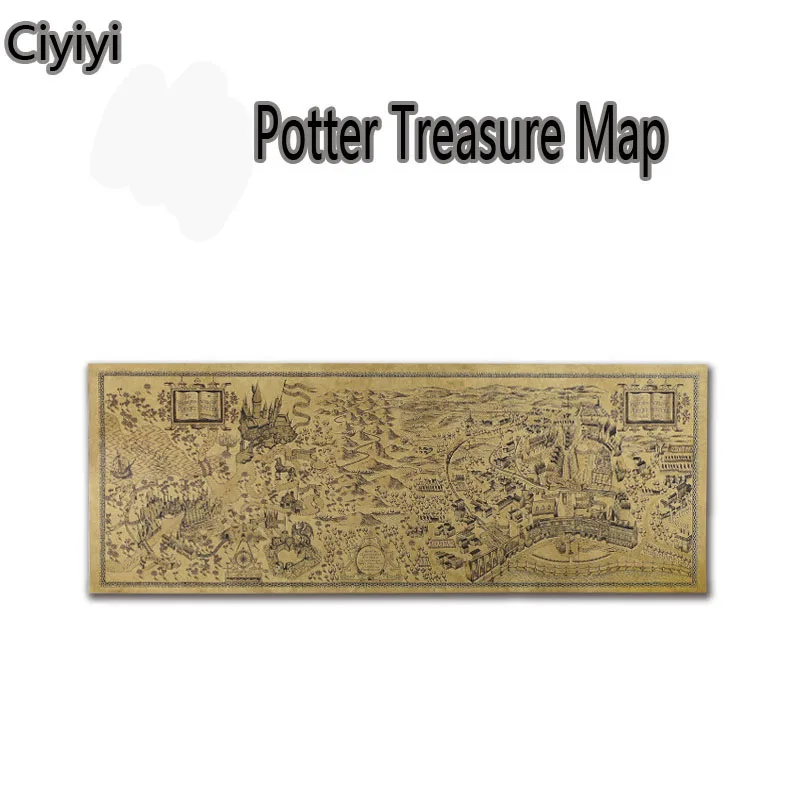 

1 pc 72*26cm Hot Movie Harri Potter Treasure Map Toy Cartoon Harri Potter Magic World Map Jouet Retro Decorative Painting Toy